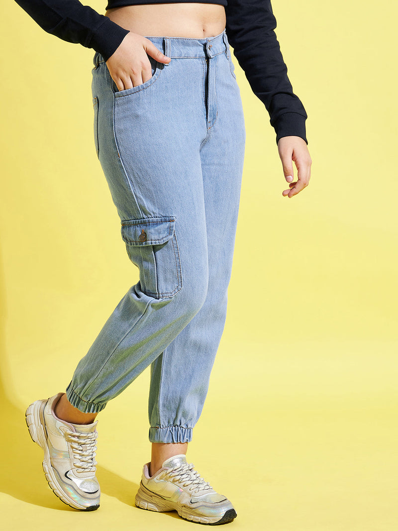 Buy Dolce Crudo Women Blue Solid Cotton Single Joggers Jeans Online at Best  Prices in India - JioMart.